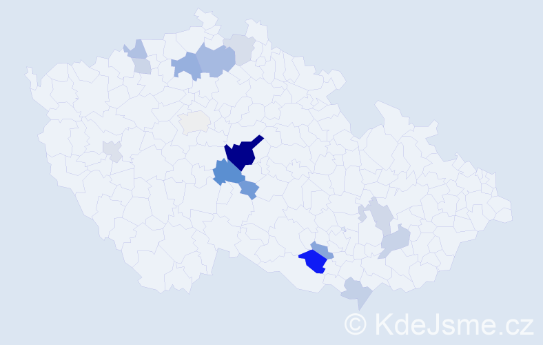 Příjmení: 'Kounická', počet výskytů 28 v celé ČR