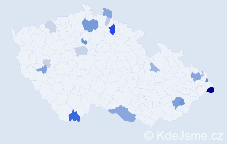 Příjmení: 'Stopa', počet výskytů 51 v celé ČR