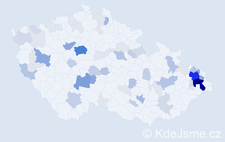 Příjmení: 'Adamovský', počet výskytů 206 v celé ČR