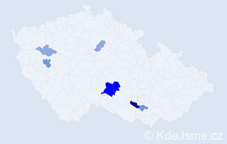 Příjmení: 'Helar', počet výskytů 16 v celé ČR
