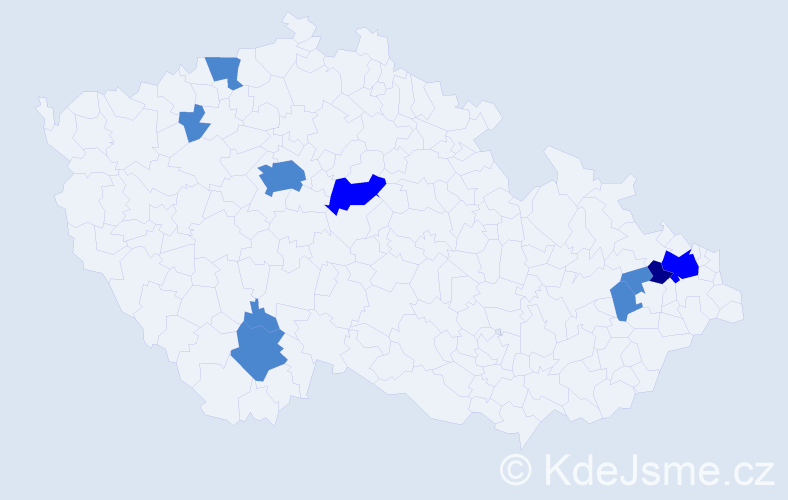 Příjmení: 'Sudoměřická', počet výskytů 14 v celé ČR