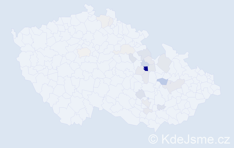 Příjmení: 'Klaclová', počet výskytů 66 v celé ČR