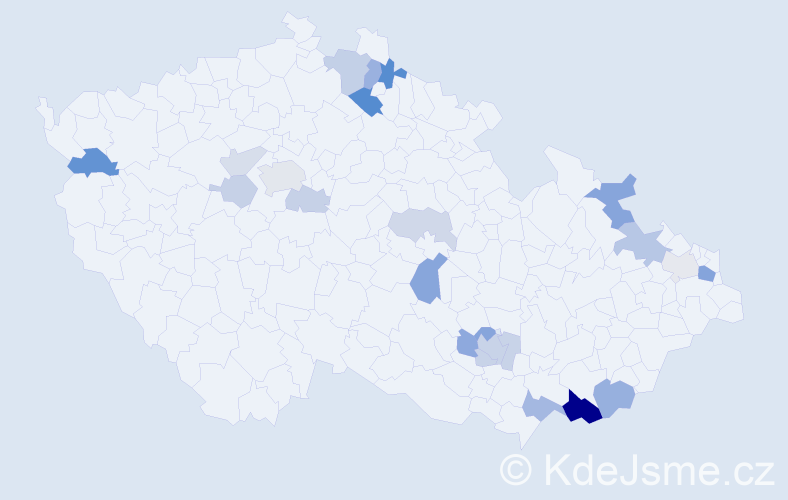 Příjmení: 'Kolníková', počet výskytů 49 v celé ČR