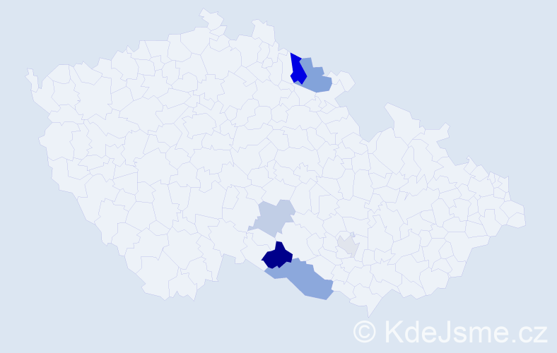 Příjmení: 'Kaluzsná', počet výskytů 12 v celé ČR