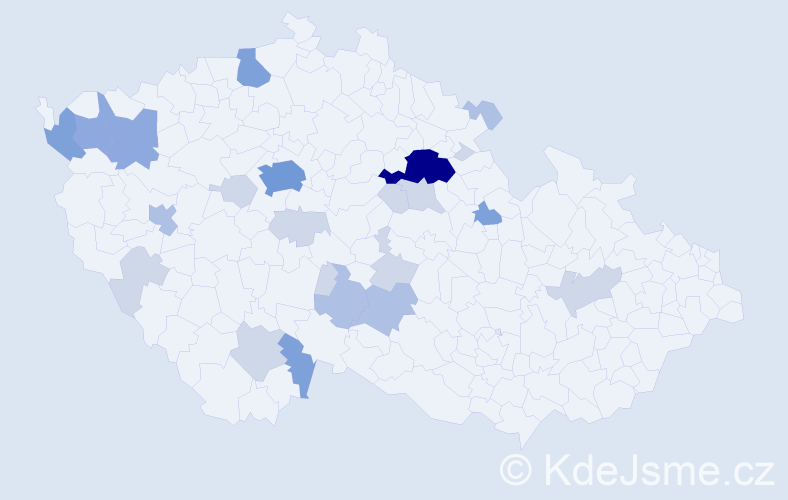 Příjmení: 'Pultr', počet výskytů 60 v celé ČR