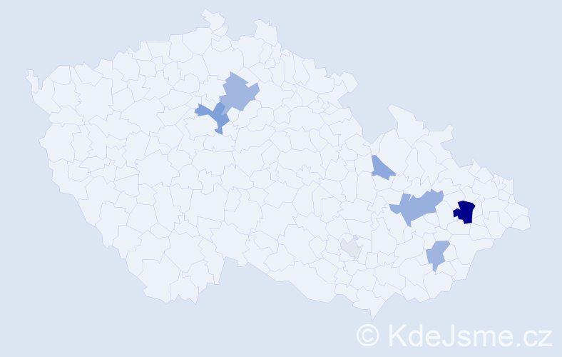 Příjmení: 'Rábelová', počet výskytů 19 v celé ČR