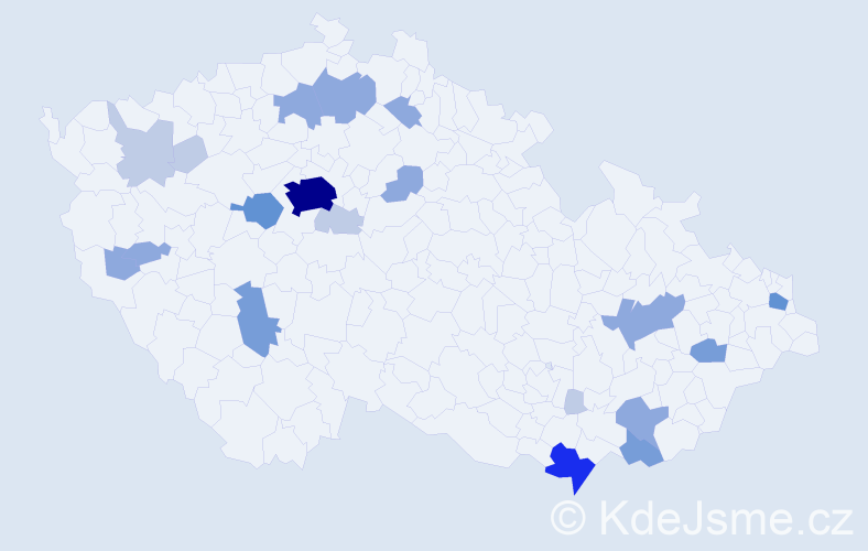 Příjmení: 'Letáková', počet výskytů 54 v celé ČR