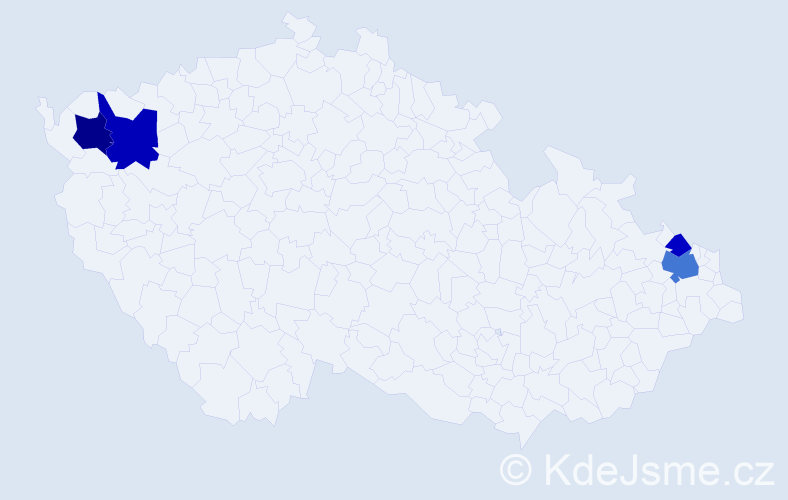 Příjmení: 'Koštělová', počet výskytů 8 v celé ČR