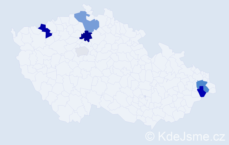 Příjmení: 'Balentová', počet výskytů 10 v celé ČR