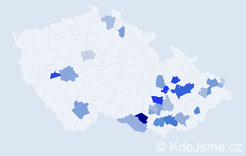 Příjmení: 'Jevický', počet výskytů 73 v celé ČR