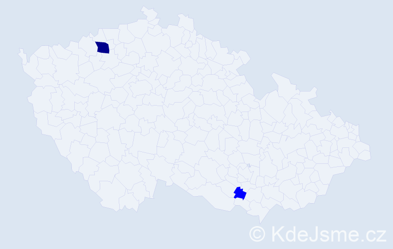 Příjmení: 'Pin', počet výskytů 5 v celé ČR