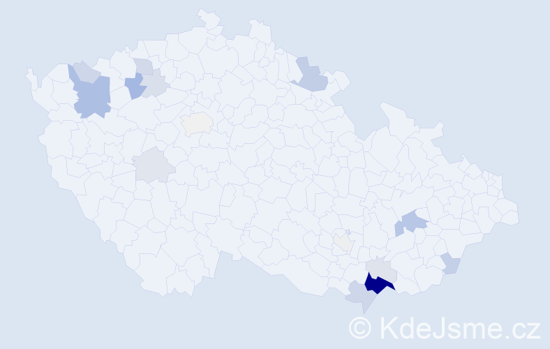 Příjmení: 'Šindarová', počet výskytů 54 v celé ČR