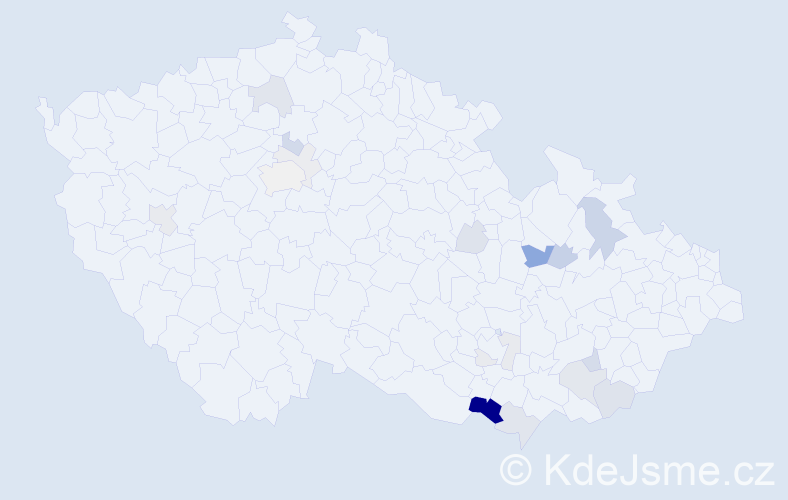 Příjmení: 'Štyksová', počet výskytů 47 v celé ČR
