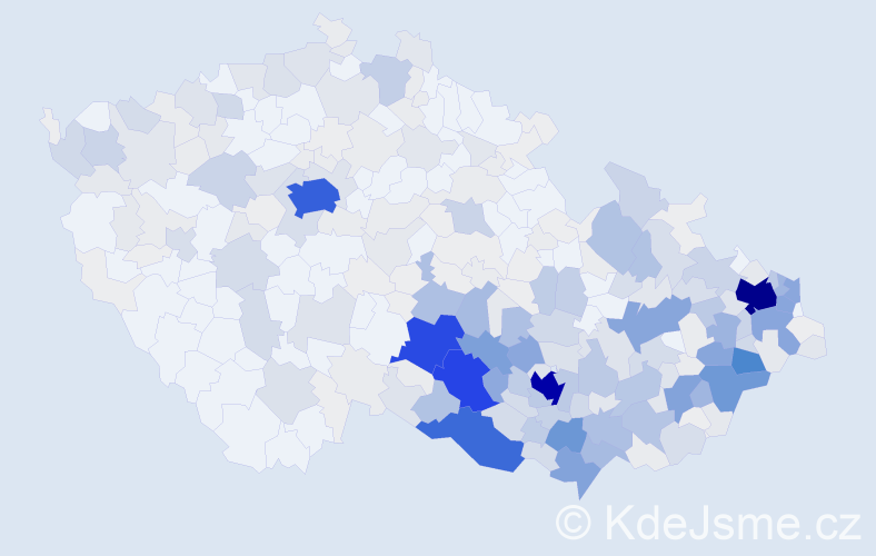 Příjmení: 'Valová', počet výskytů 1922 v celé ČR