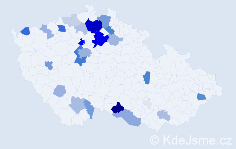 Příjmení: 'Kabrnová', počet výskytů 78 v celé ČR
