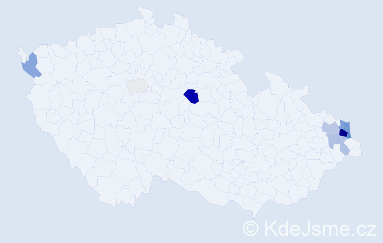 Příjmení: 'Laciok', počet výskytů 18 v celé ČR