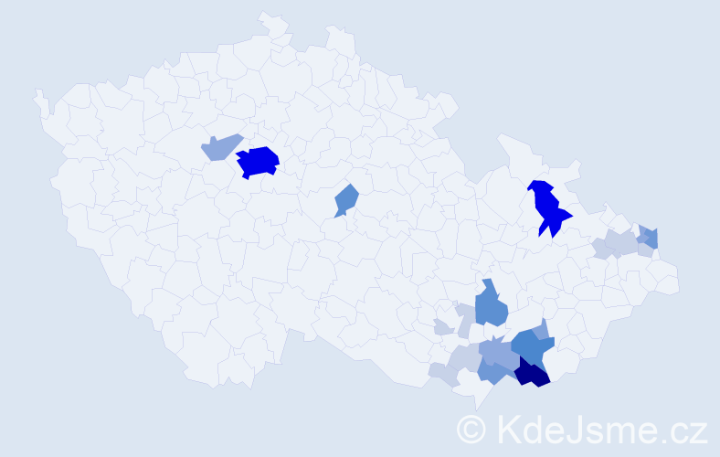 Příjmení: 'Škodáková', počet výskytů 71 v celé ČR