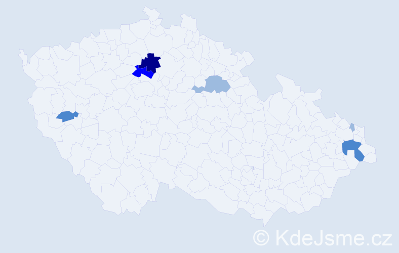 Příjmení: 'Pšánský', počet výskytů 16 v celé ČR
