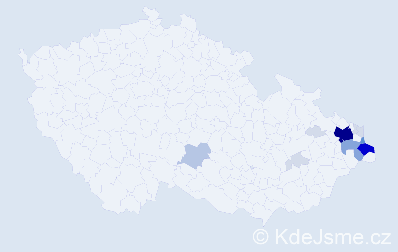 Příjmení: 'Pindor', počet výskytů 49 v celé ČR