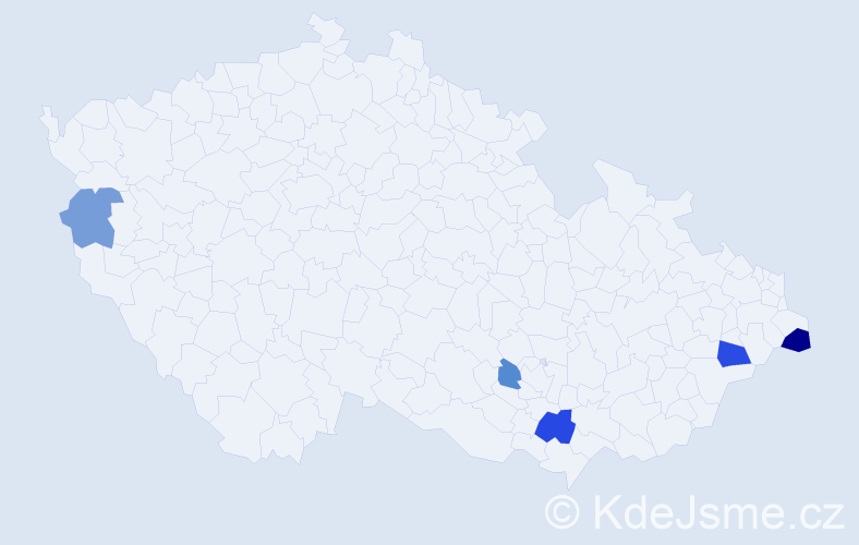 Příjmení: 'Mydlo', počet výskytů 8 v celé ČR