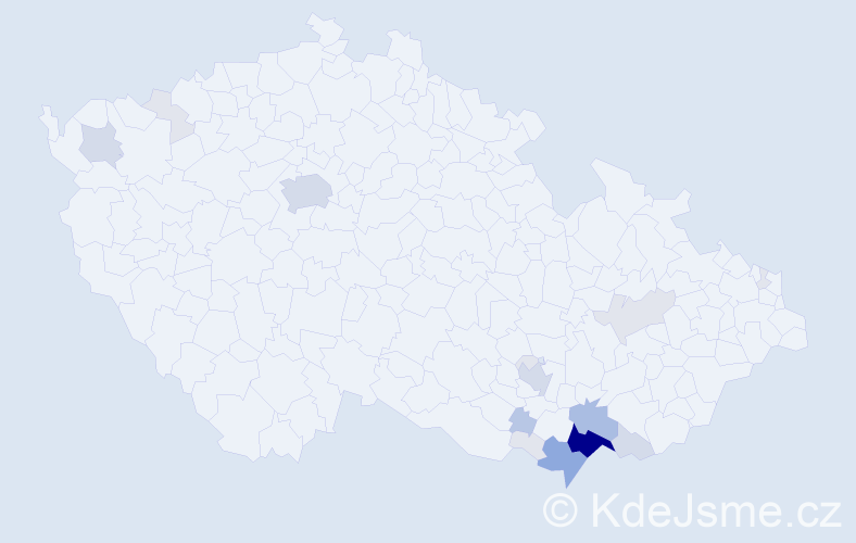 Příjmení: 'Koneček', počet výskytů 64 v celé ČR