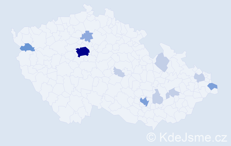 Příjmení: 'Klen', počet výskytů 28 v celé ČR