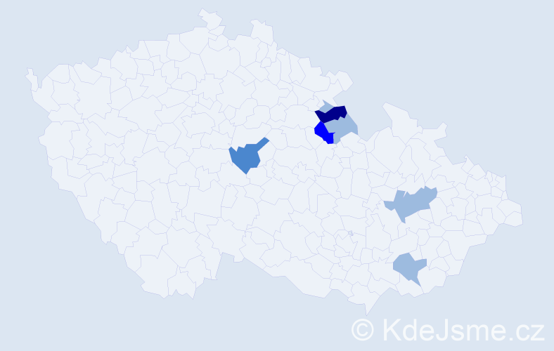 Příjmení: 'Toucová', počet výskytů 13 v celé ČR