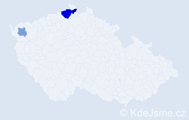 Příjmení: 'Bakulár', počet výskytů 5 v celé ČR