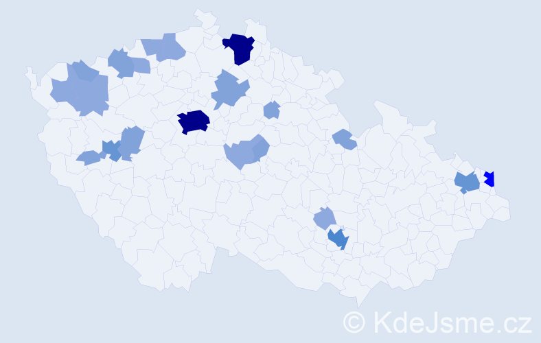 Příjmení: 'Celer', počet výskytů 55 v celé ČR