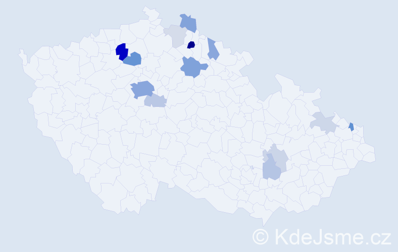 Příjmení: 'Adamička', počet výskytů 43 v celé ČR