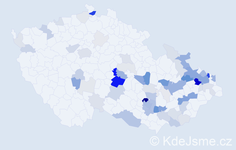 Příjmení: 'Kudla', počet výskytů 231 v celé ČR
