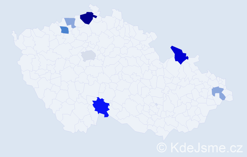 Příjmení: 'Hunger', počet výskytů 14 v celé ČR