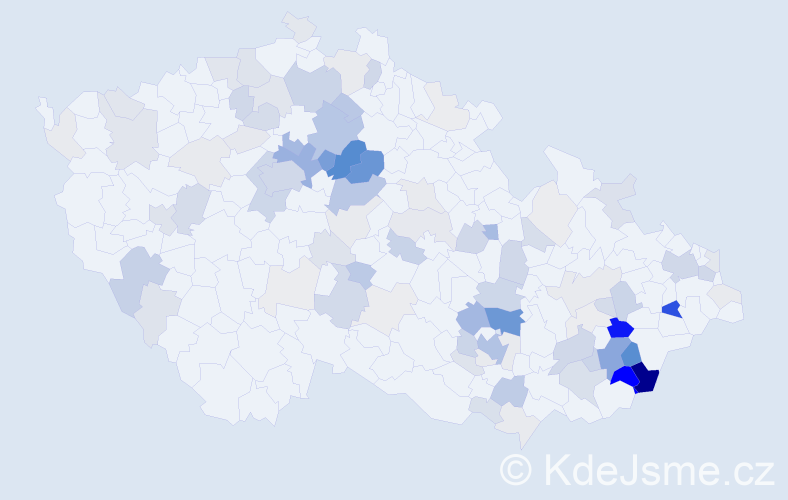 Příjmení: 'Hlavičková', počet výskytů 422 v celé ČR