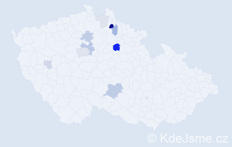 Příjmení: 'Mušek', počet výskytů 21 v celé ČR