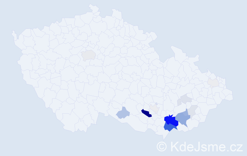 Příjmení: 'Frolec', počet výskytů 50 v celé ČR