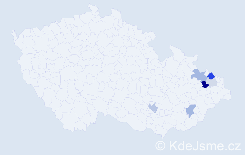 Příjmení: 'Hališka', počet výskytů 9 v celé ČR