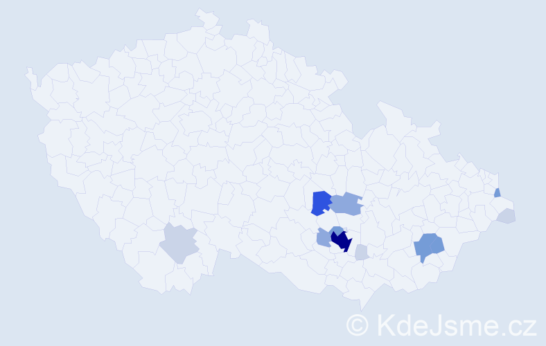 Příjmení: 'Coural', počet výskytů 44 v celé ČR