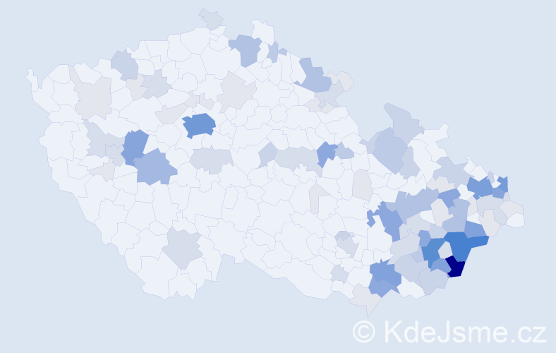 Příjmení: 'Valčíková', počet výskytů 325 v celé ČR