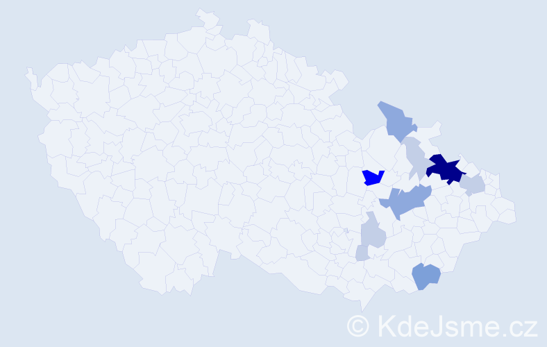Příjmení: 'Mičker', počet výskytů 30 v celé ČR