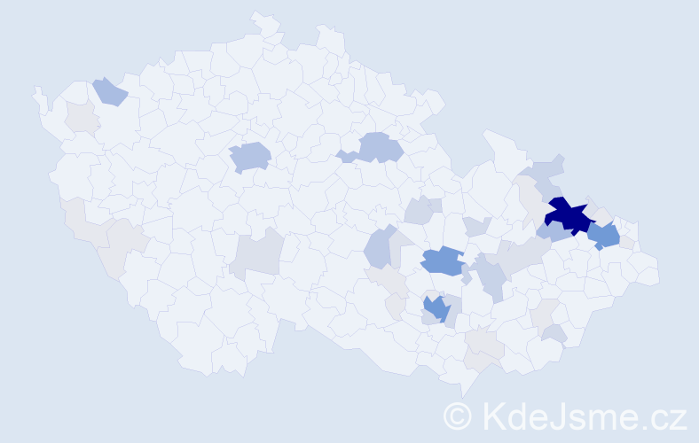 Příjmení: 'Elblová', počet výskytů 169 v celé ČR