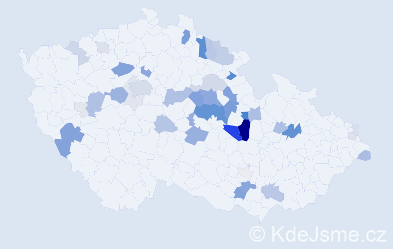 Příjmení: 'Charouzová', počet výskytů 105 v celé ČR