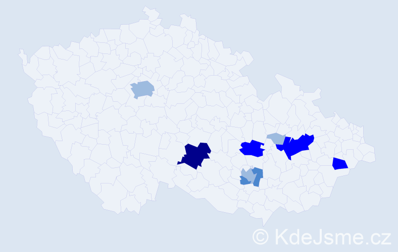 Příjmení: 'Višinková', počet výskytů 18 v celé ČR