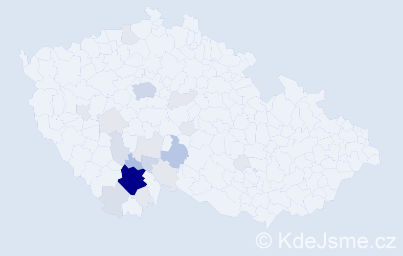 Příjmení: 'Kočer', počet výskytů 73 v celé ČR