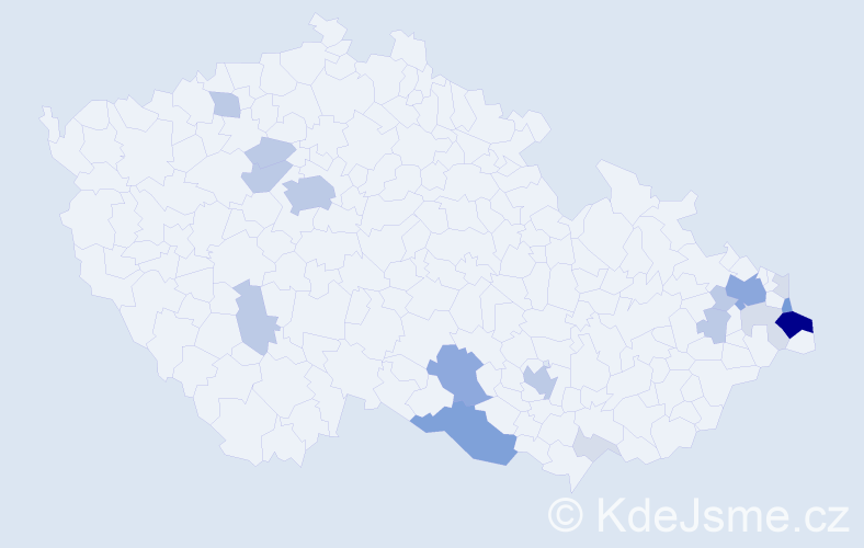 Příjmení: 'Madeja', počet výskytů 56 v celé ČR