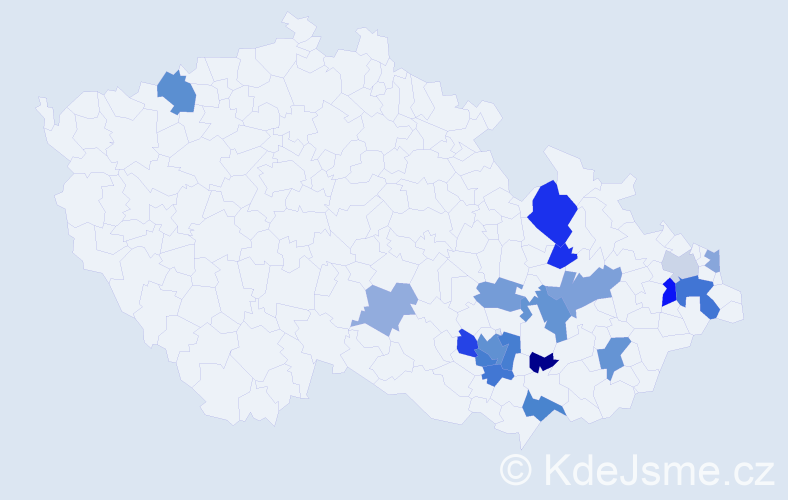 Příjmení: 'Kazlepková', počet výskytů 34 v celé ČR