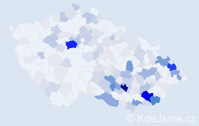 Příjmení: 'Kryštof', počet výskytů 508 v celé ČR