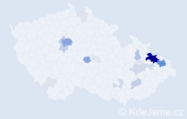 Příjmení: 'Vavrla', počet výskytů 80 v celé ČR