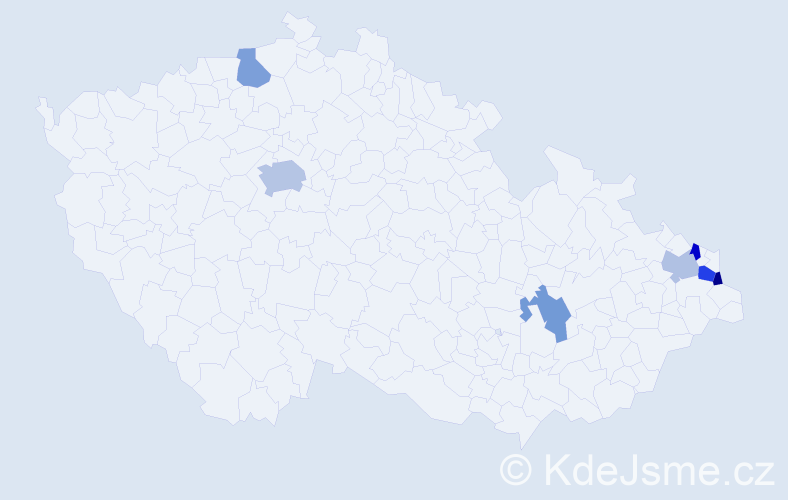 Příjmení: 'Bukovčan', počet výskytů 10 v celé ČR