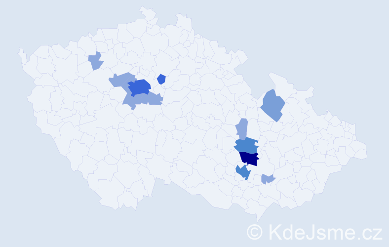 Příjmení: 'Koháčková', počet výskytů 29 v celé ČR