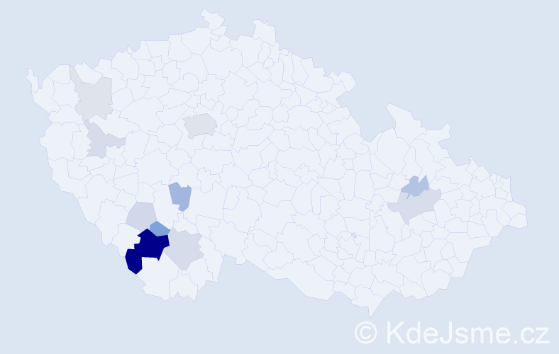 Příjmení: 'Capůrková', počet výskytů 29 v celé ČR
